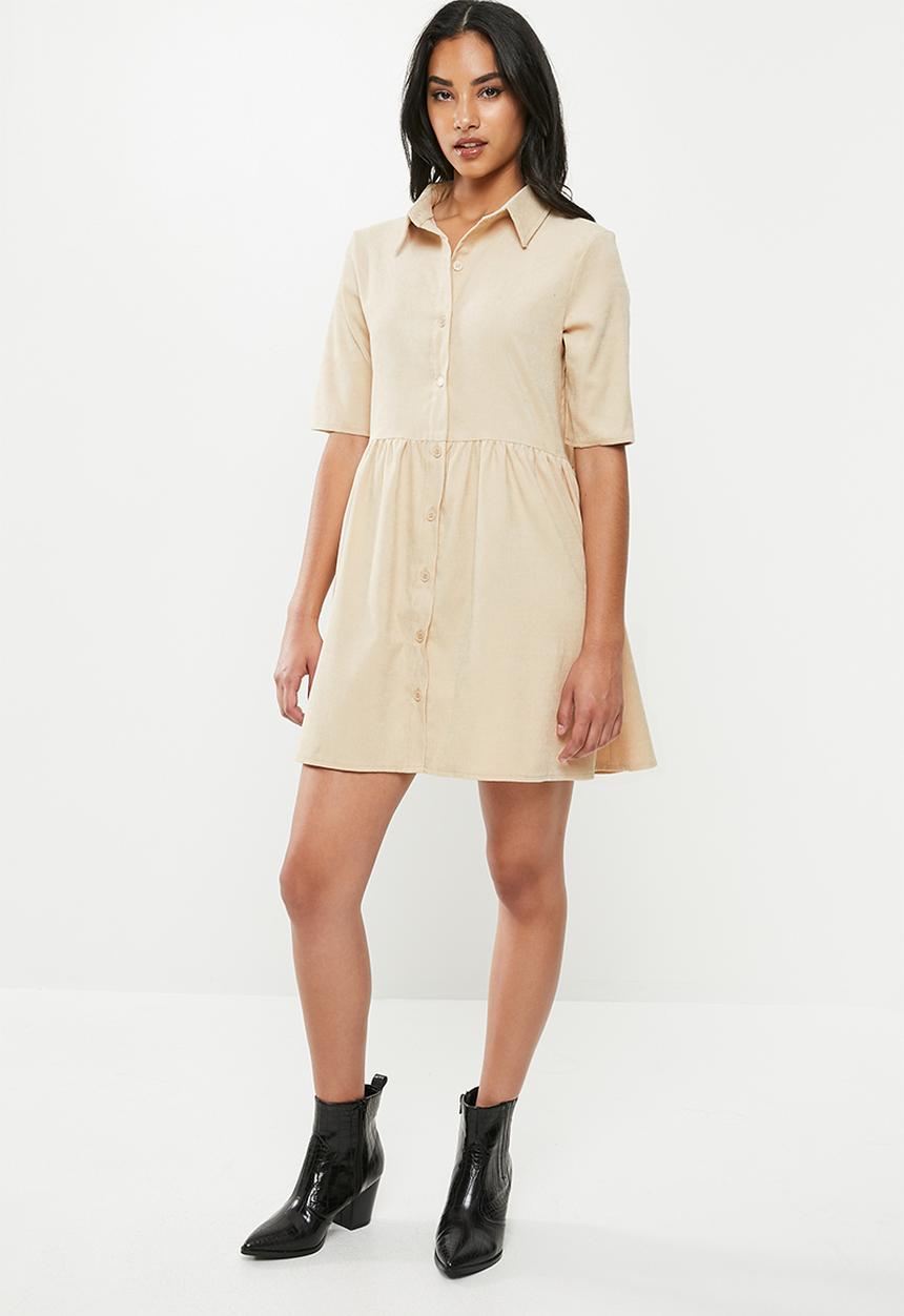 Missguided - Petite cord smock shirt dress - neutral