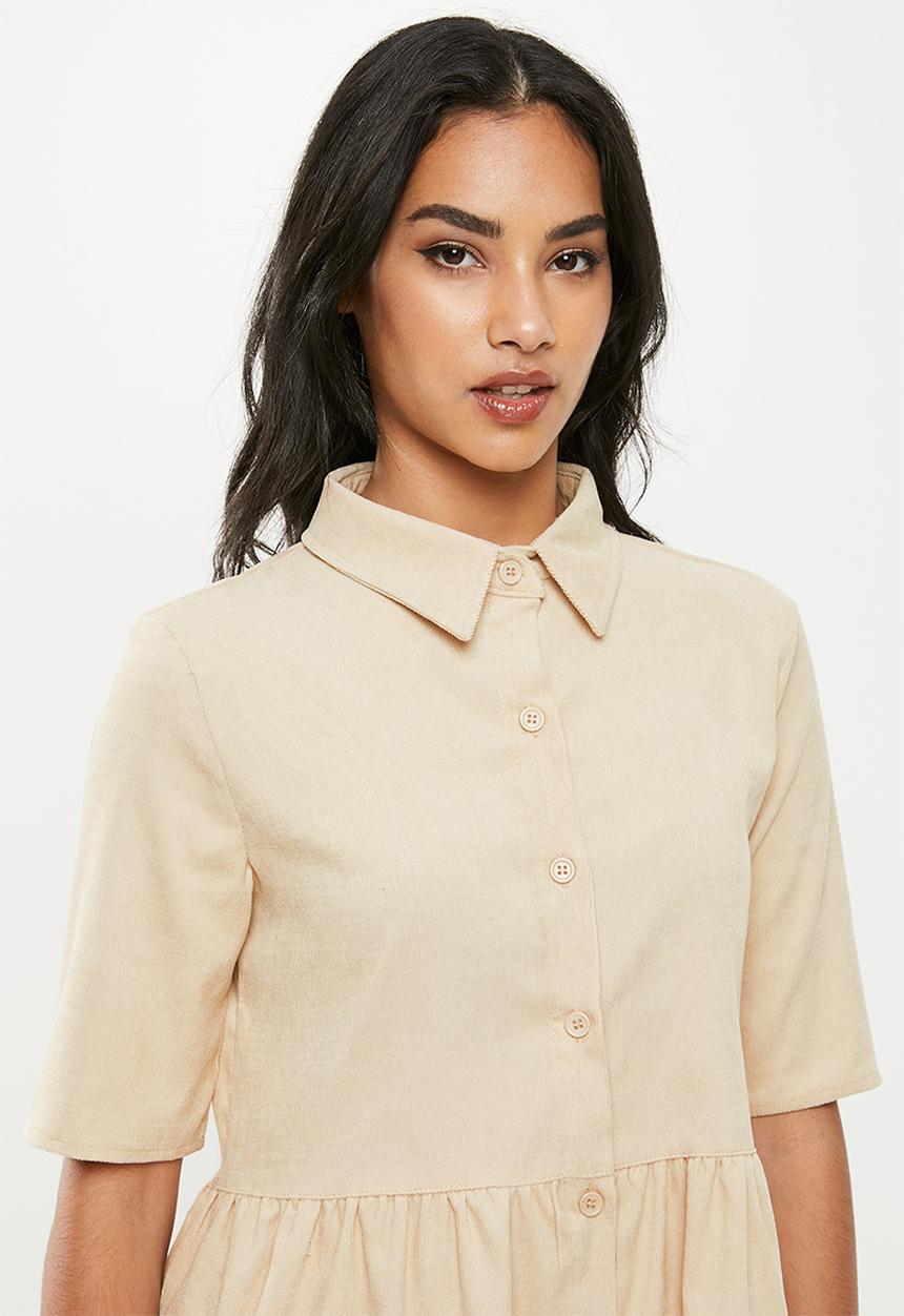 Missguided - Petite cord smock shirt dress - neutral