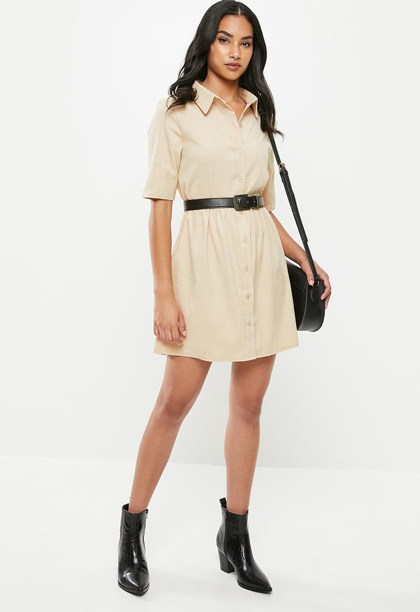 Missguided - Petite cord smock shirt dress - neutral
