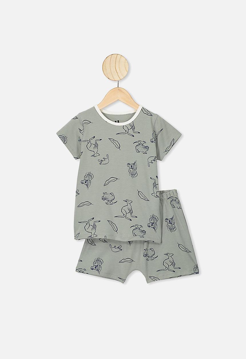 Cotton On - Hudson short sleeve pj set - silver sage