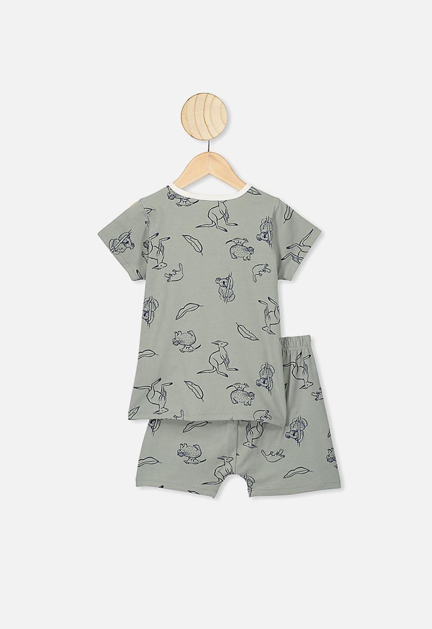Cotton On - Hudson short sleeve pj set - silver sage
