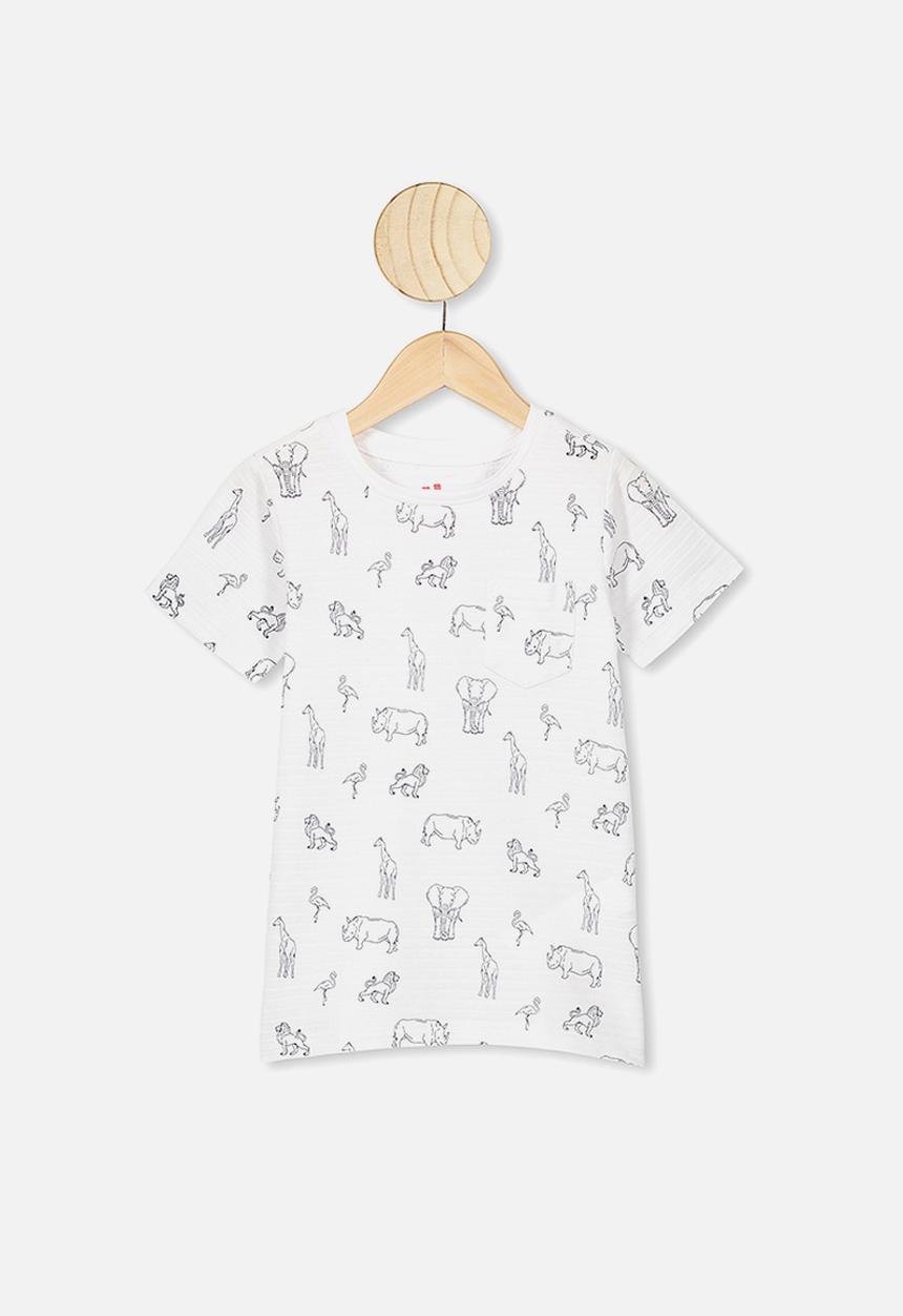 Cotton On - Louis short sleeve texture tee - safari animals