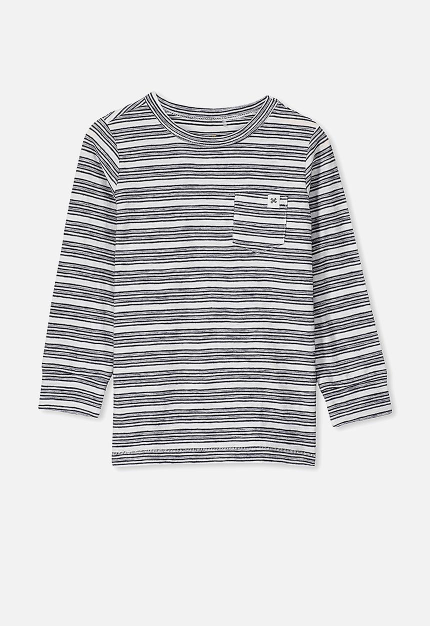 Cotton On - Core long sleeve tee - navy & white 