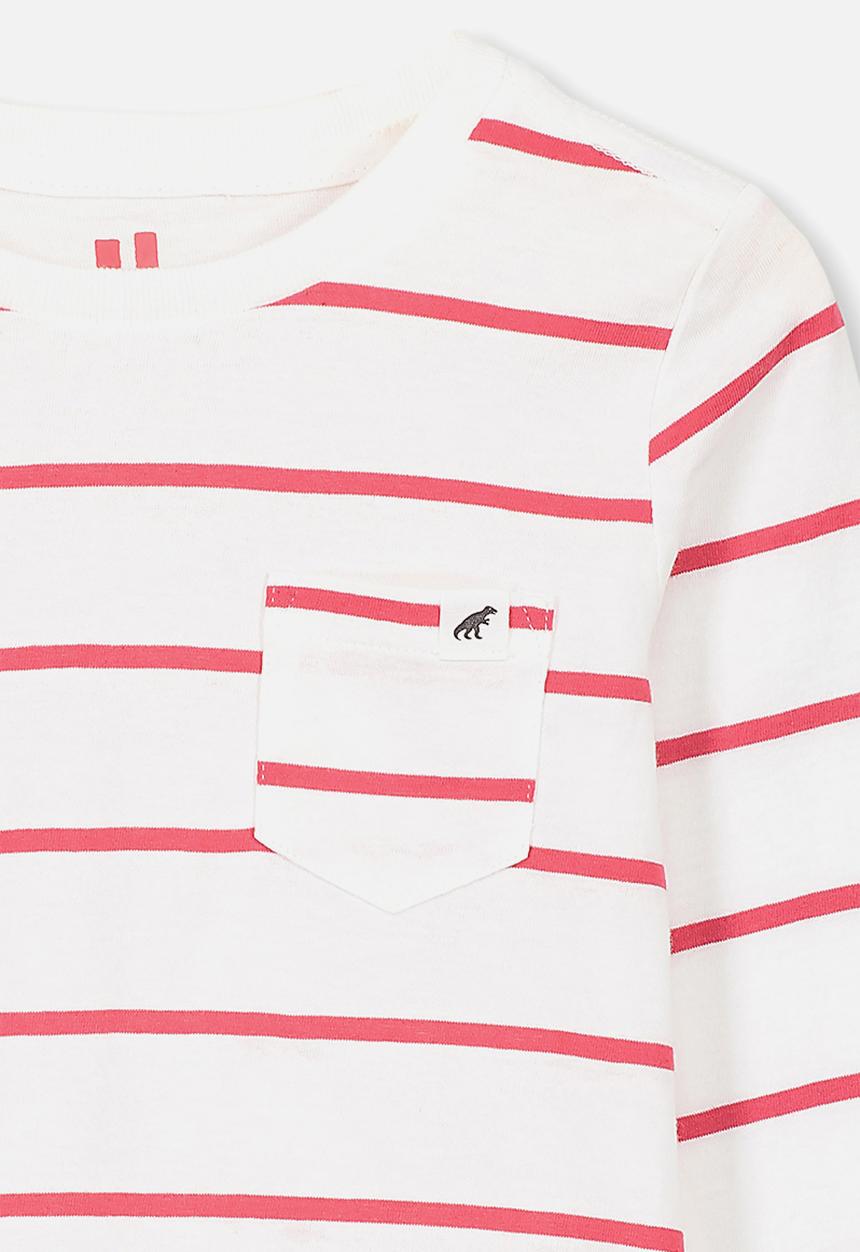 Cotton On - Core long sleeve tee - red & white 