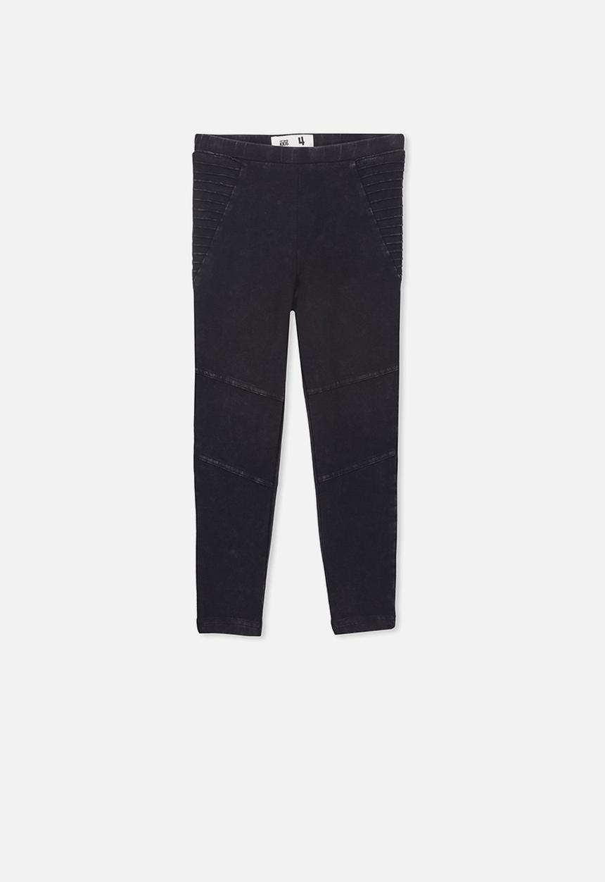 Cotton On - Huggie tights - black wash/moto panels