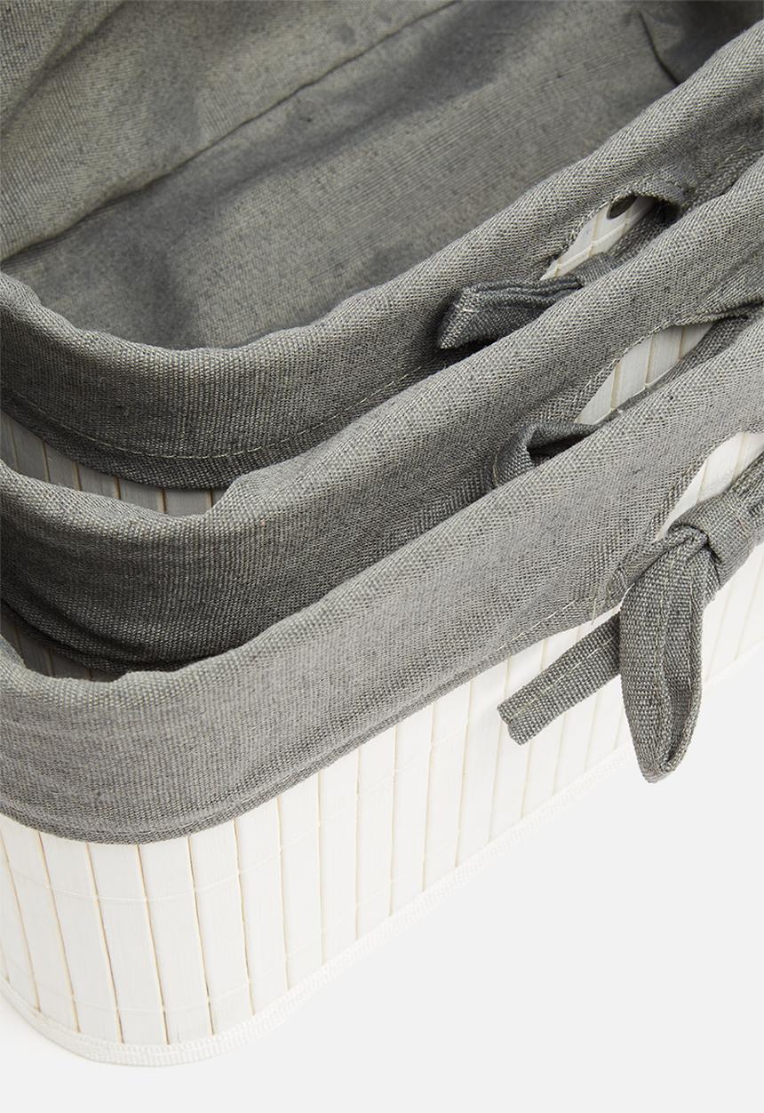 H&S - Bamboo box storage set of 3 - white & grey