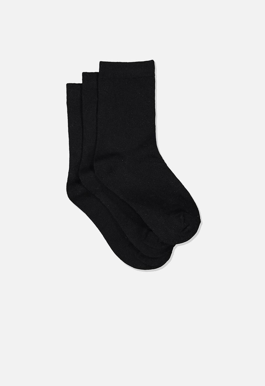 Cotton On - Kids 3 pack crew socks - black