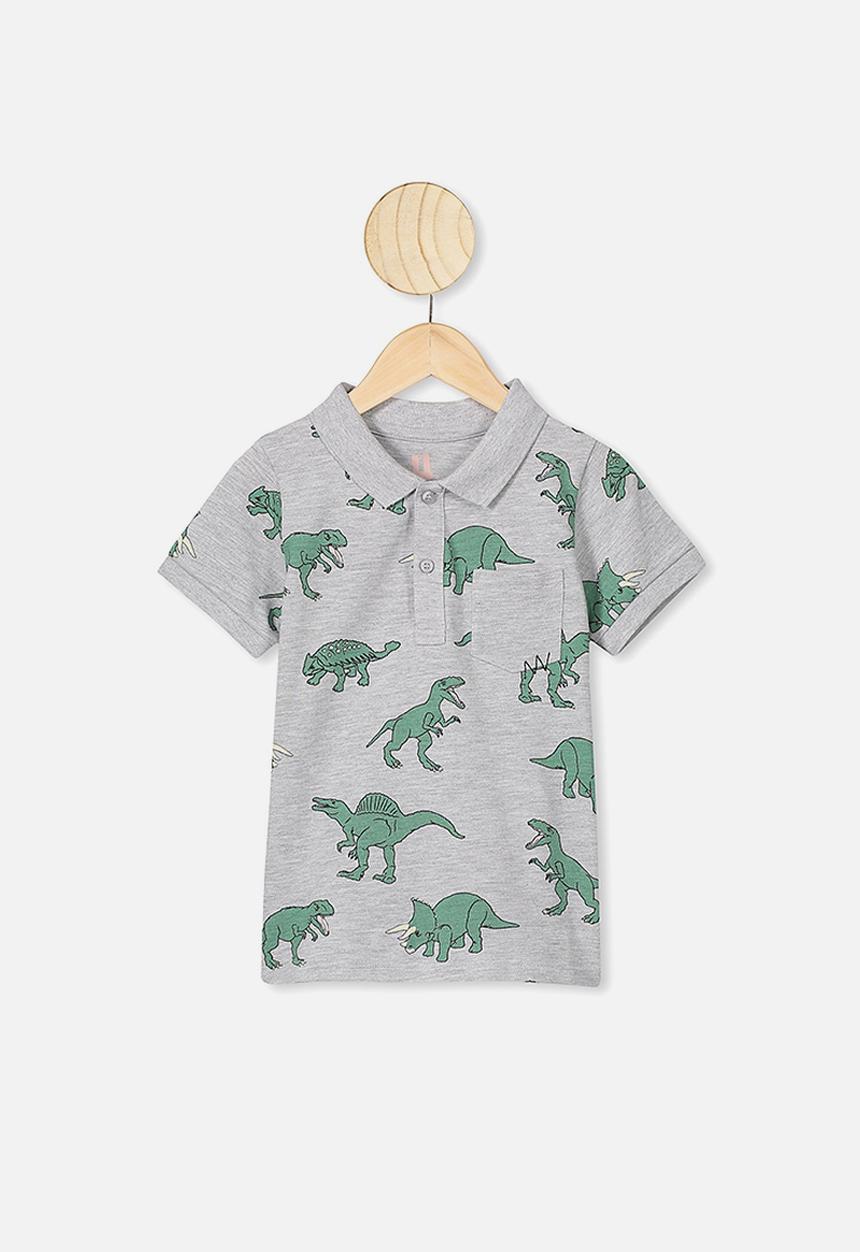 Cotton On - Kendricks polo - summer grey marle/green dinos