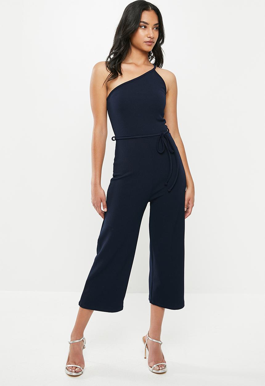 Missguided - Petite one shoulder jumpsuit - navy