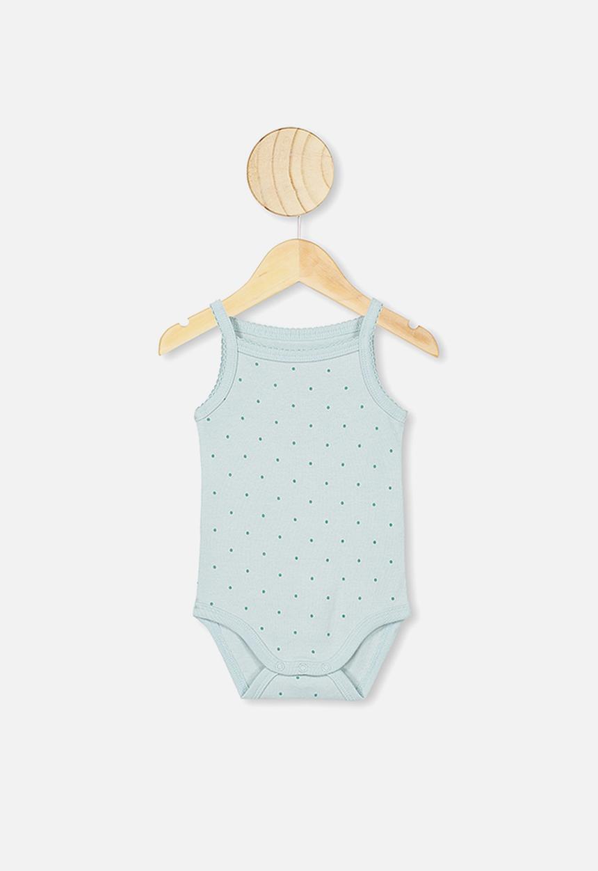 Cotton On - Picot trim singlet bubbysuit - blue