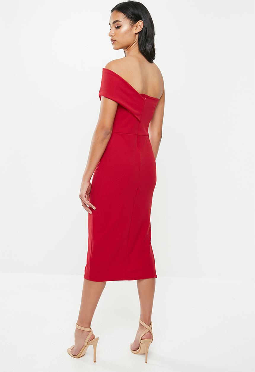 Missguided - Petite one shoulder midi dress - red