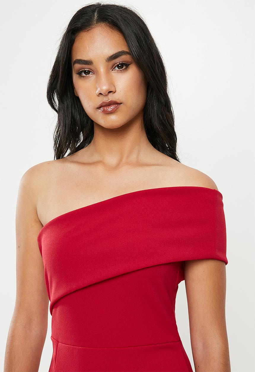 Missguided - Petite one shoulder midi dress - red