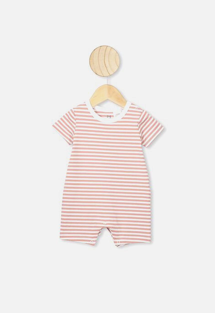 Cotton On - The short sleeve romper - white & pink 