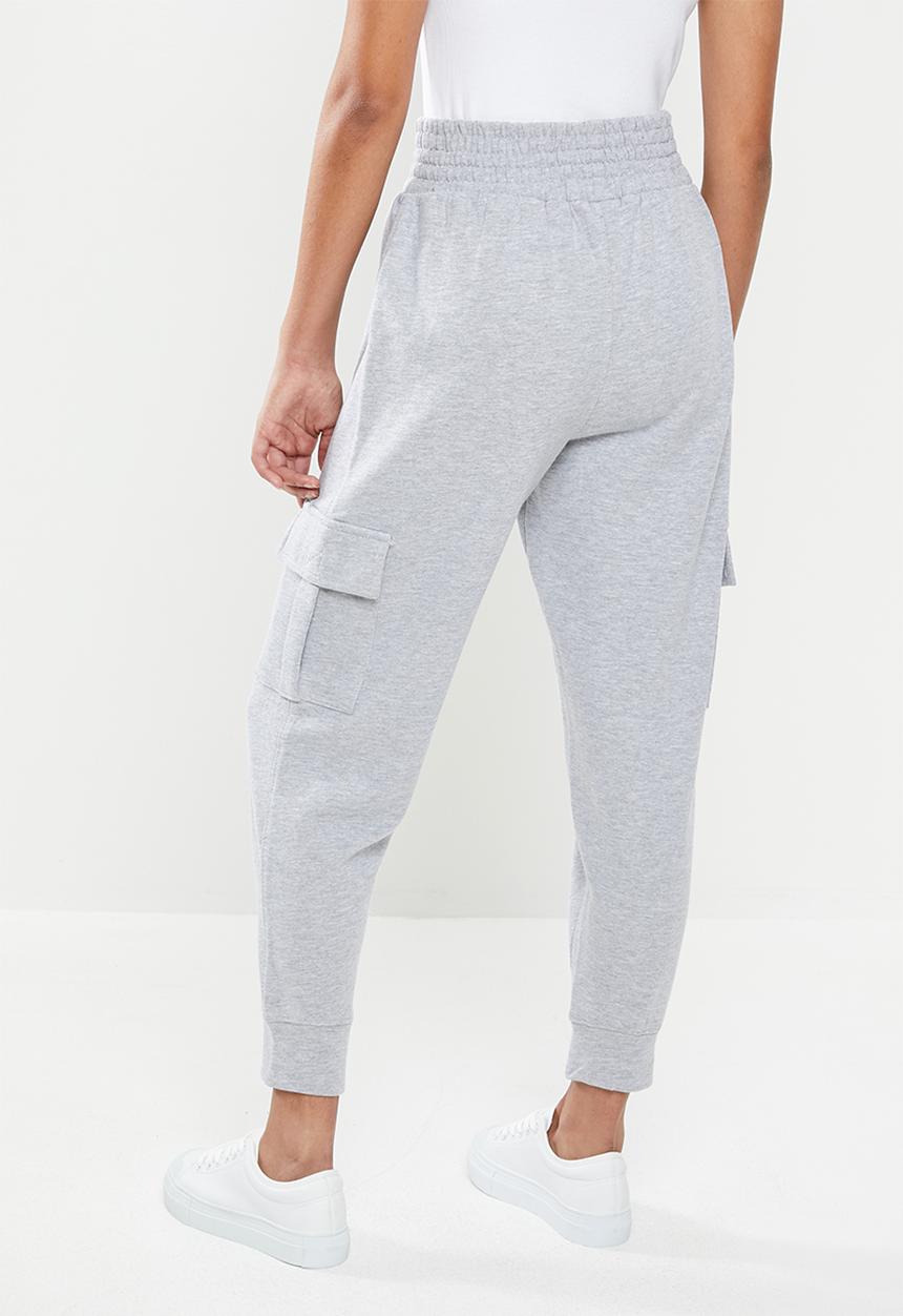 Missguided - Petite premium loopback cargo trackpants - grey