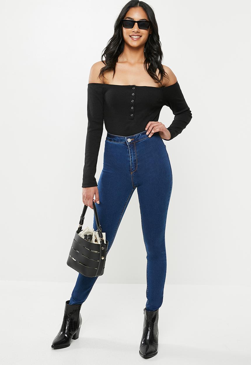 Missguided - Petite vice high waisted skinny jeans - blue