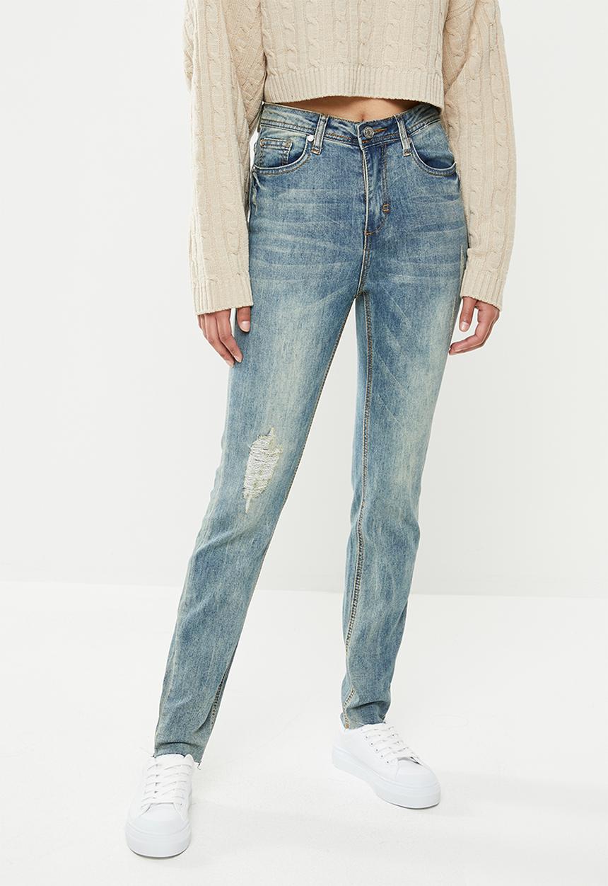 Missguided - Petite sinner high waisted jeans - blue