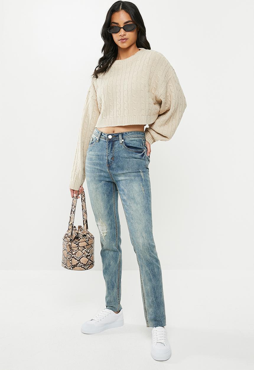 Missguided - Petite sinner high waisted jeans - blue