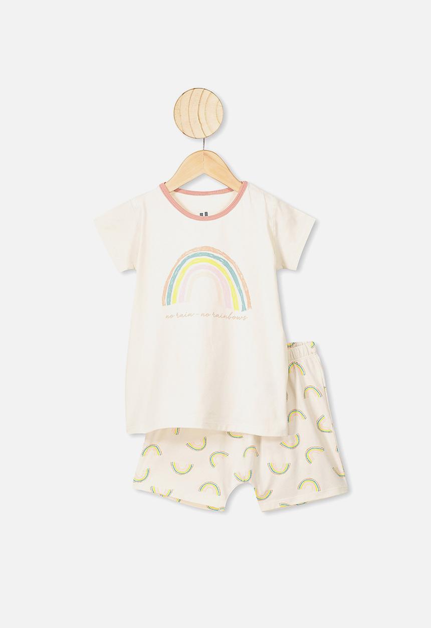 Cotton On - Harpa short sleeve pj set - dark vanilla