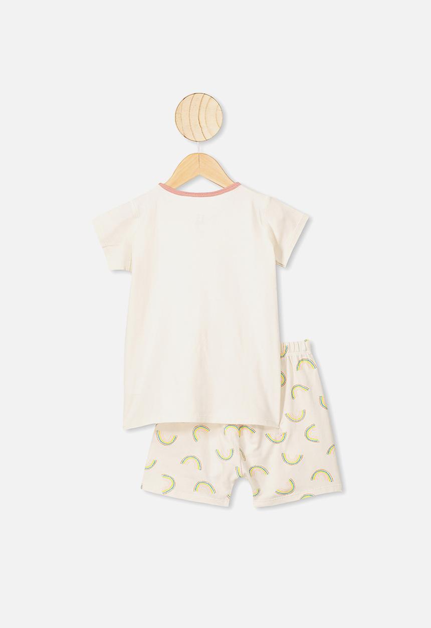 Cotton On - Harpa short sleeve pj set - dark vanilla