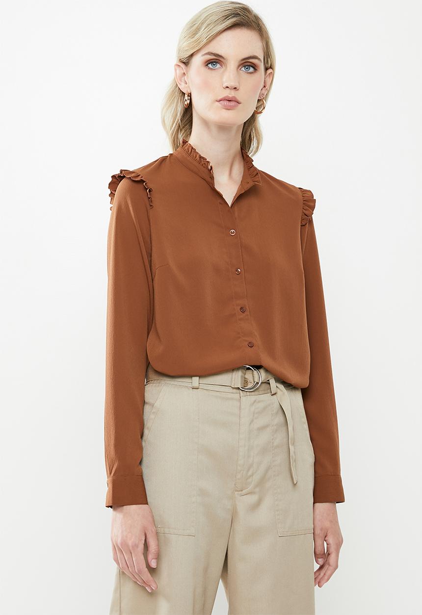 Vero Moda - Fatima long sleeve shirt - brown