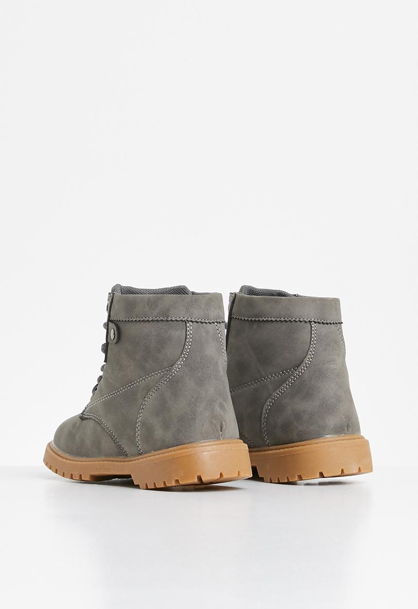 Rebel Republic - Teen boys lace up boot - grey