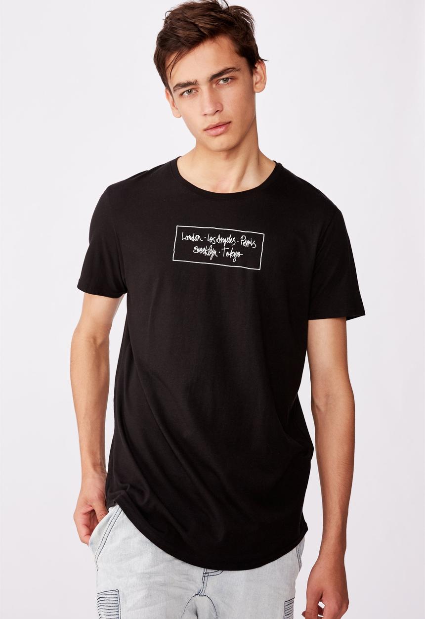 Factorie - Cities curved graphic T-shirt - black
