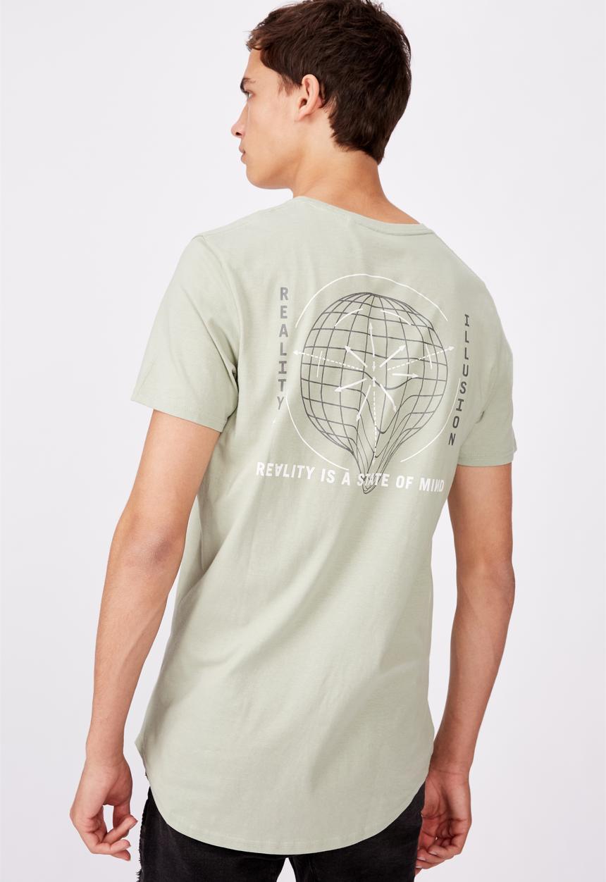 Factorie - Curved graphic t shirt - fern/state of mind