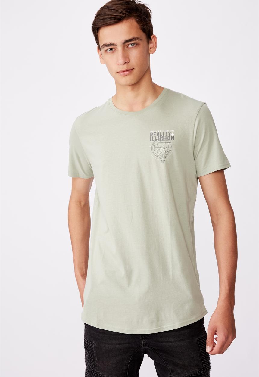 Factorie - Curved graphic t shirt - fern/state of mind