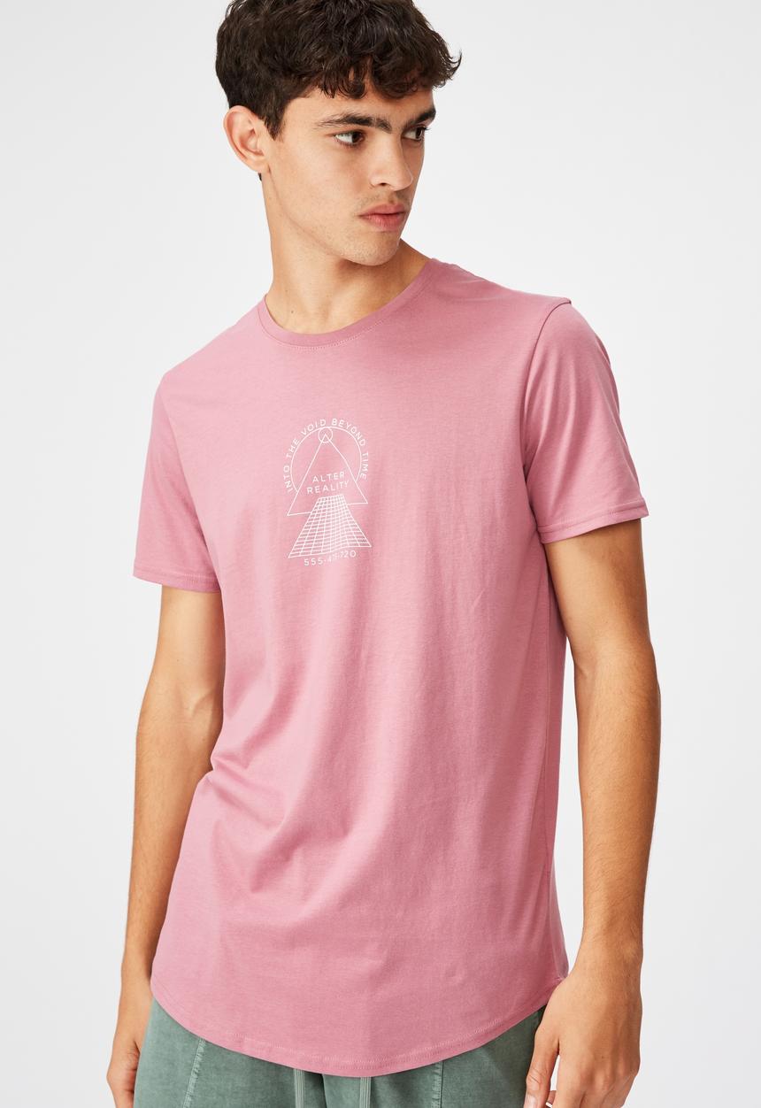 Factorie - Curved graphic T-shirt - heather rose/beyond