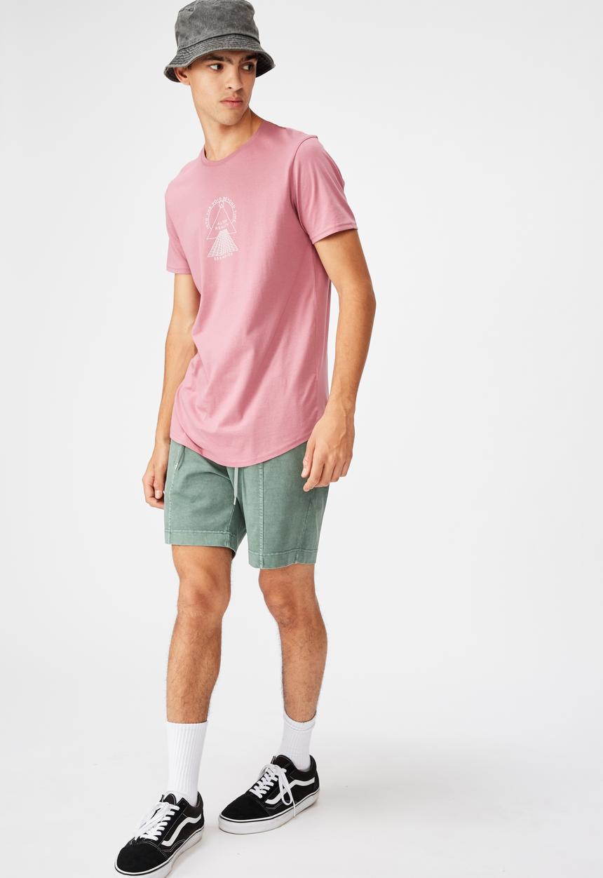 Factorie - Curved graphic T-shirt - heather rose/beyond