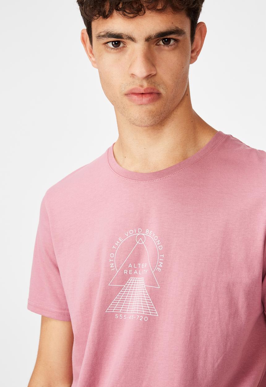 Factorie - Curved graphic T-shirt - heather rose/beyond