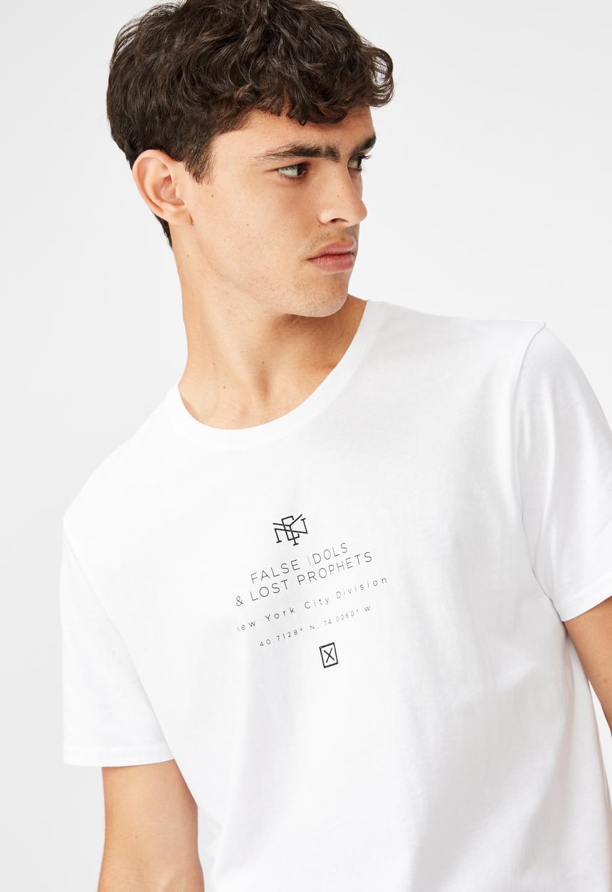 Factorie - Cross prophets curved graphic T-shirt - white