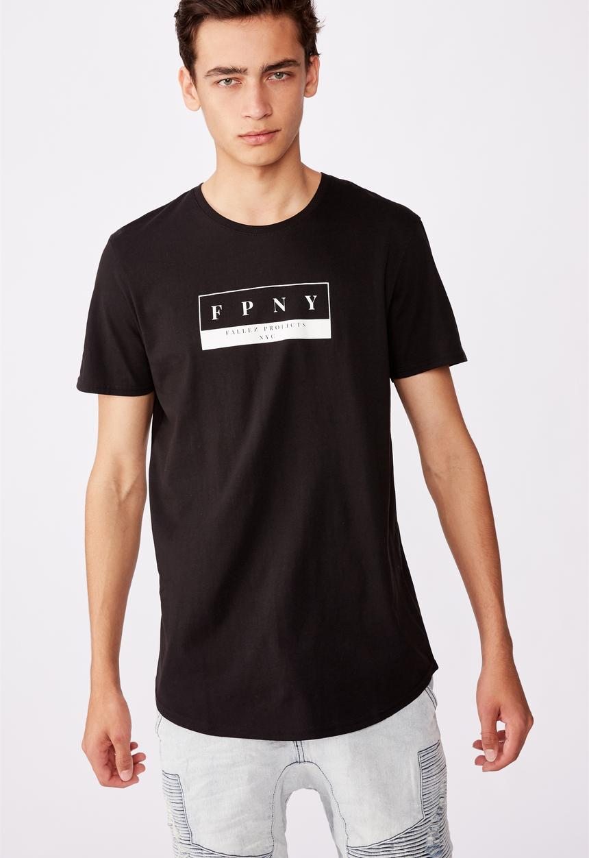 Factorie - Bleecker curved graphic T-shirt - black