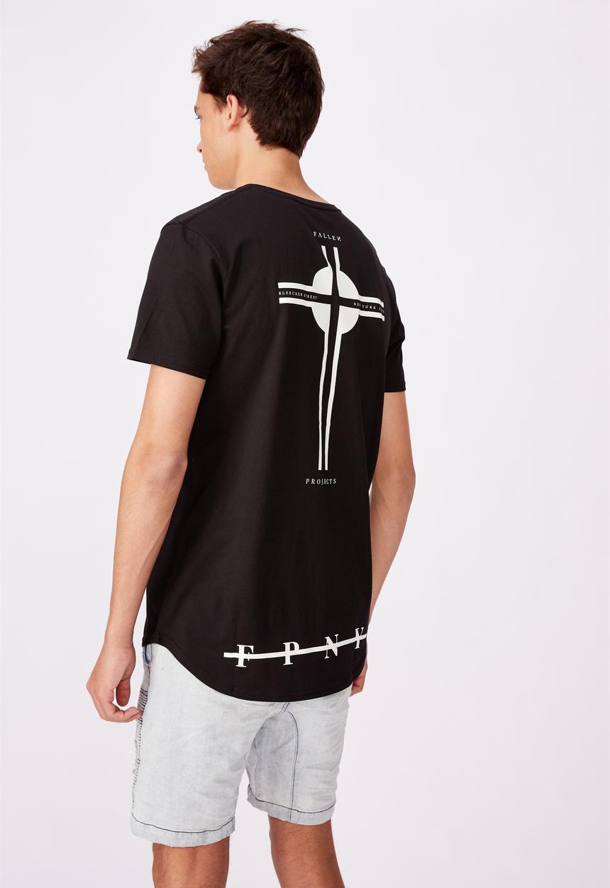 Factorie - Bleecker curved graphic T-shirt - black