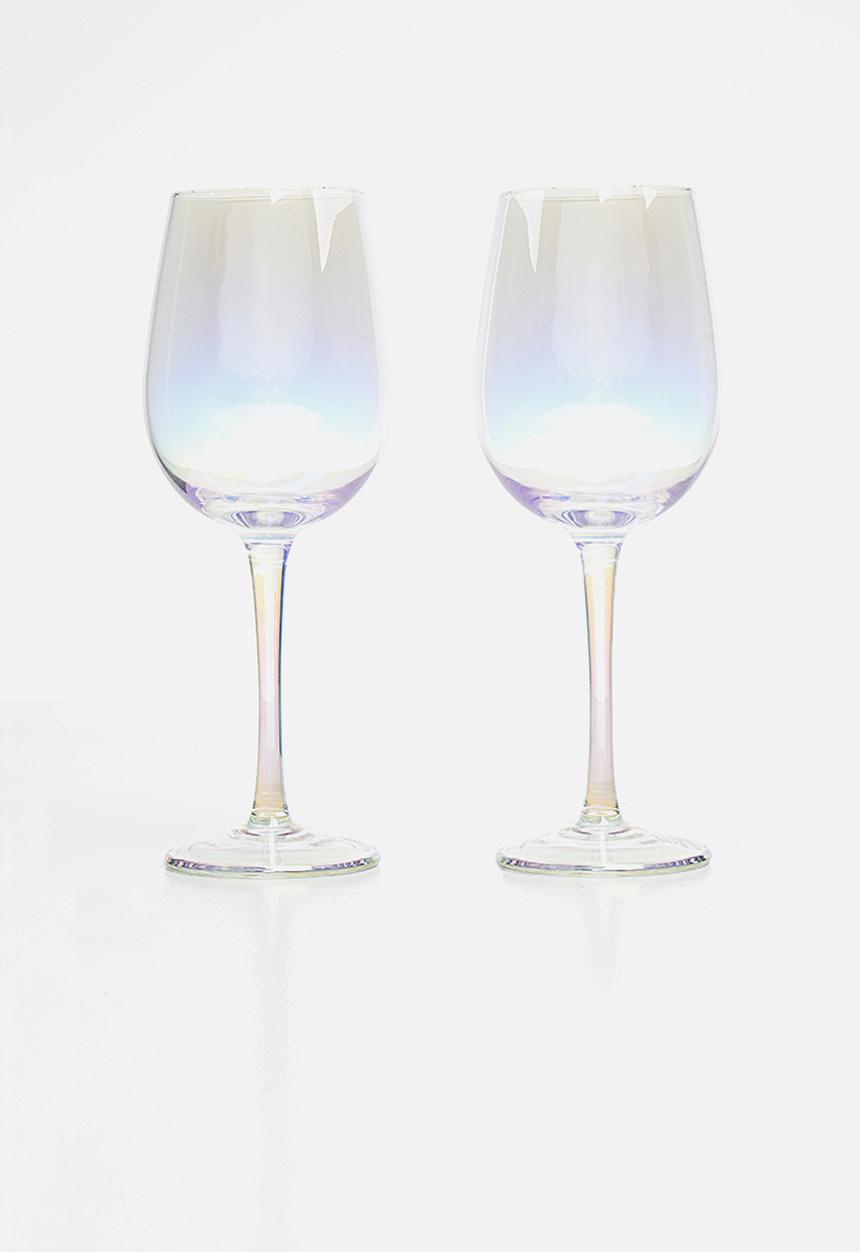 Excellent Houseware - Iridescent wine glass set of 2 - clear