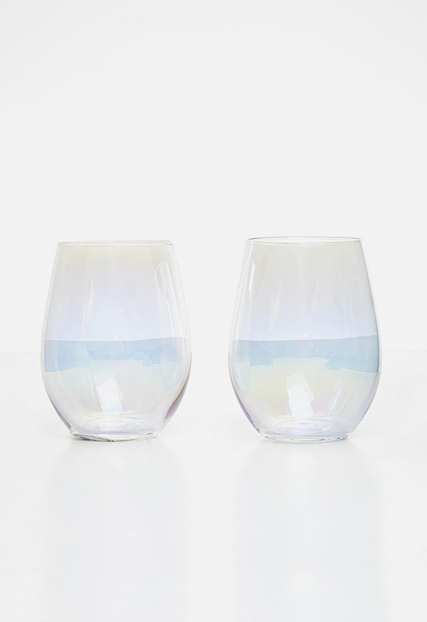 Excellent Houseware - Iridescent water glass set of 2 - clear