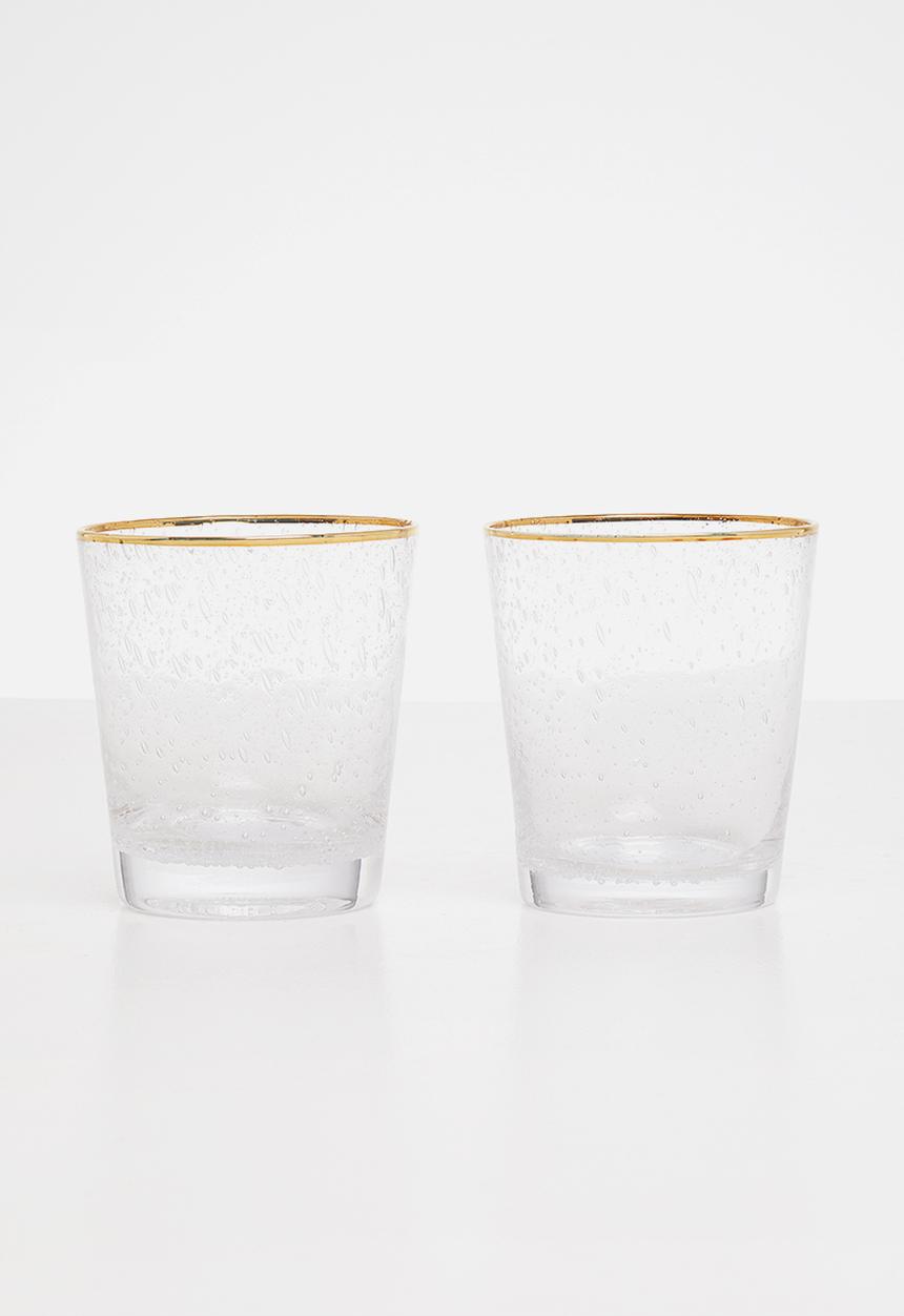 Excellent Houseware - Gold rim water glass set of 2 - clear