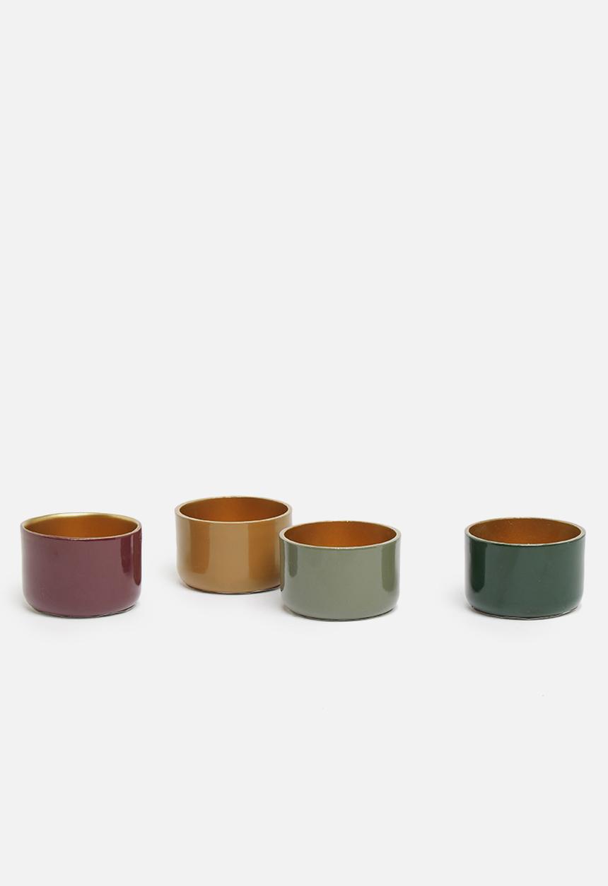 H&S - Aluminium tealight holder set of 4 - multi