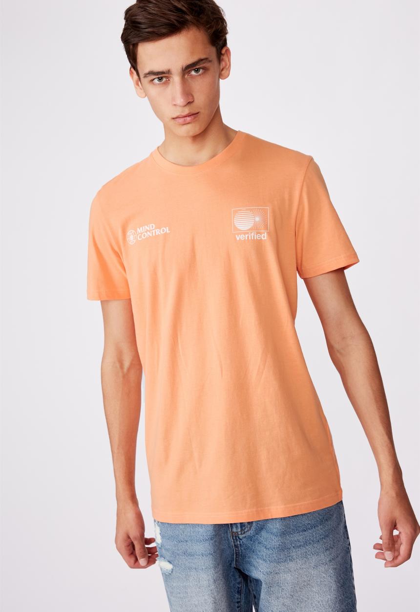 Factorie - Verified mind slim graphic t shirt - washed orange