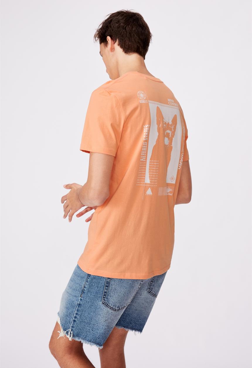 Factorie - Verified mind slim graphic t shirt - washed orange