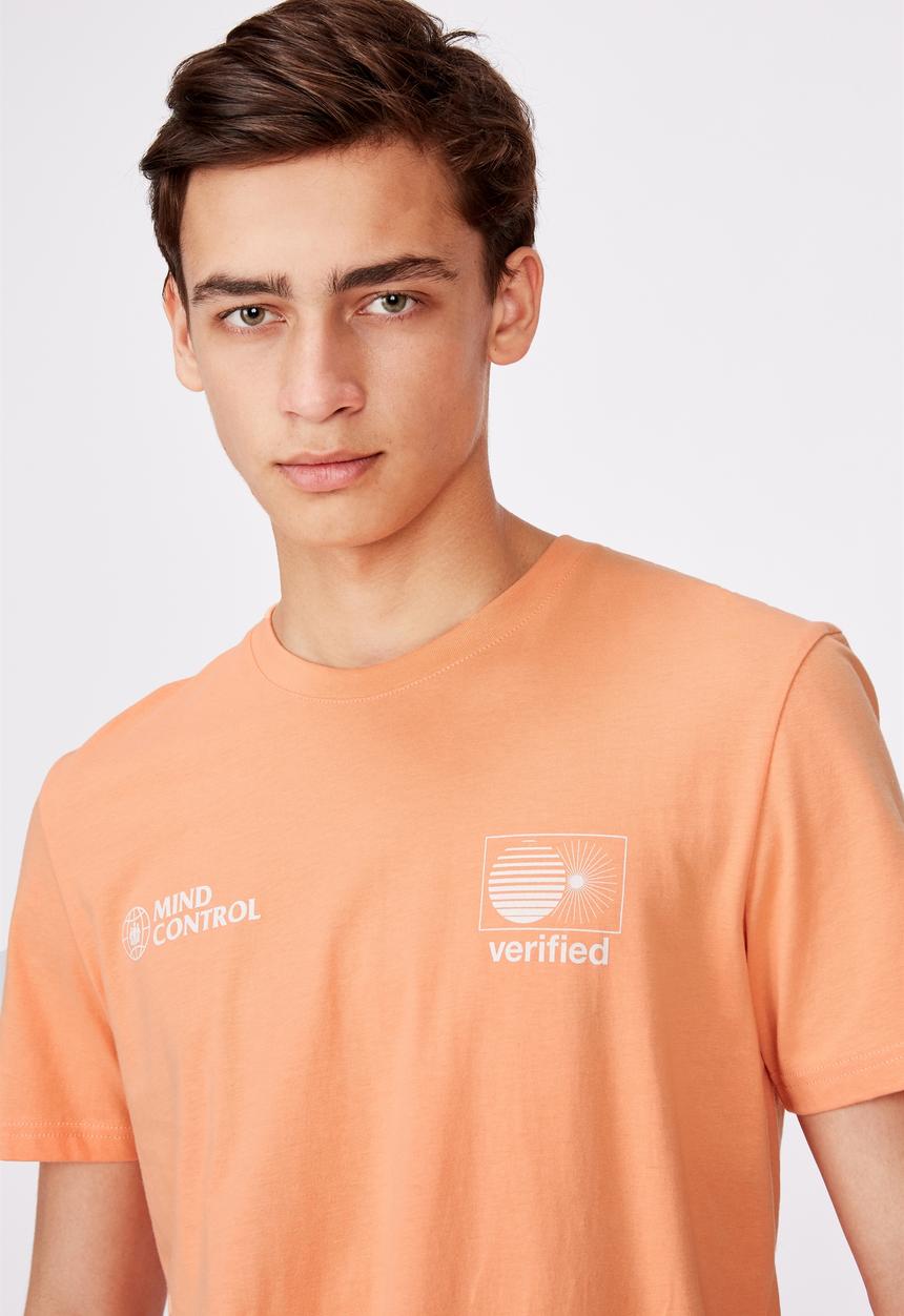 Factorie - Verified mind slim graphic t shirt - washed orange