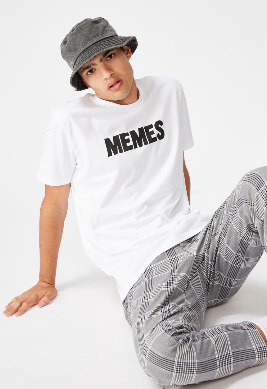 Factorie - Memes slim graphic T-shirt - white
