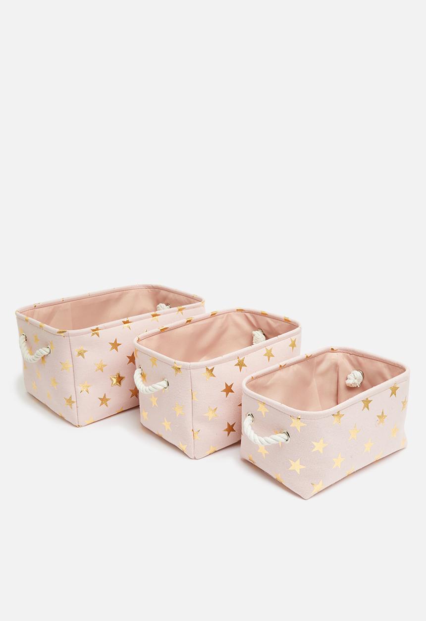 H&S - Star storage set of 3 - pink