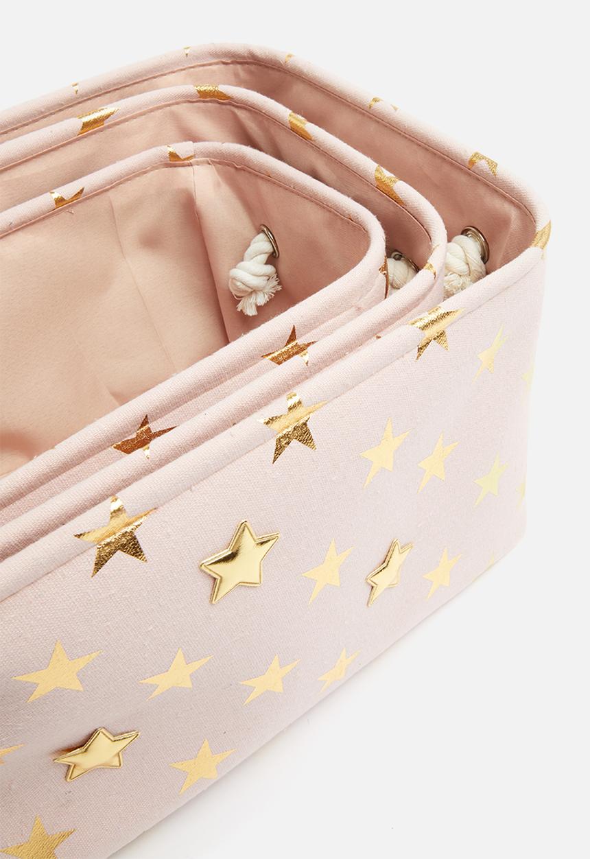 H&S - Star storage set of 3 - pink