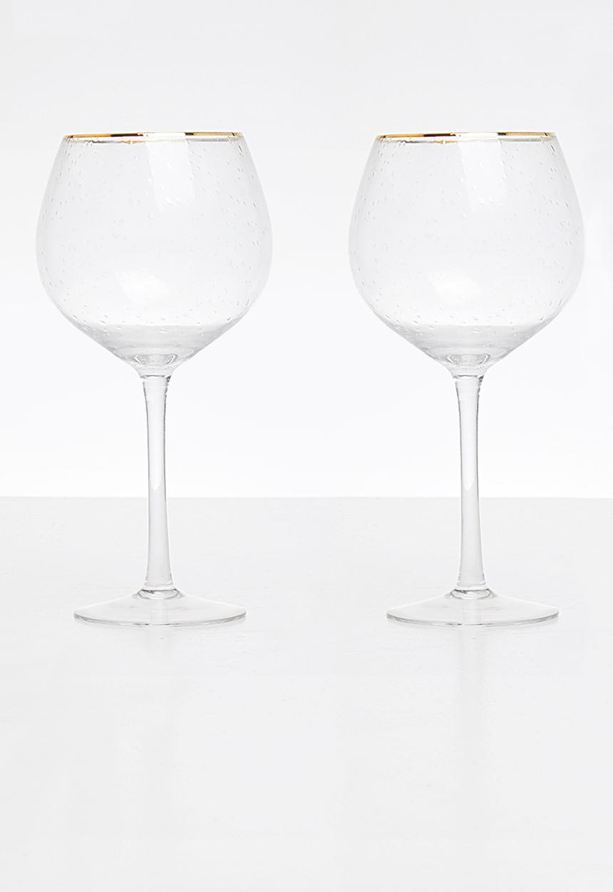 Excellent Houseware - Gold rim wine glass set of 2 - clear
