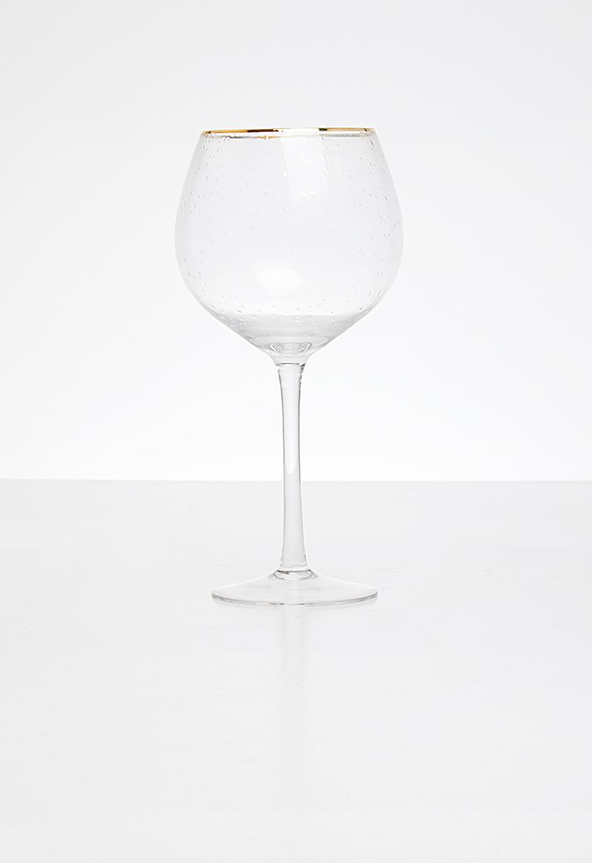 Excellent Houseware - Gold rim wine glass set of 2 - clear