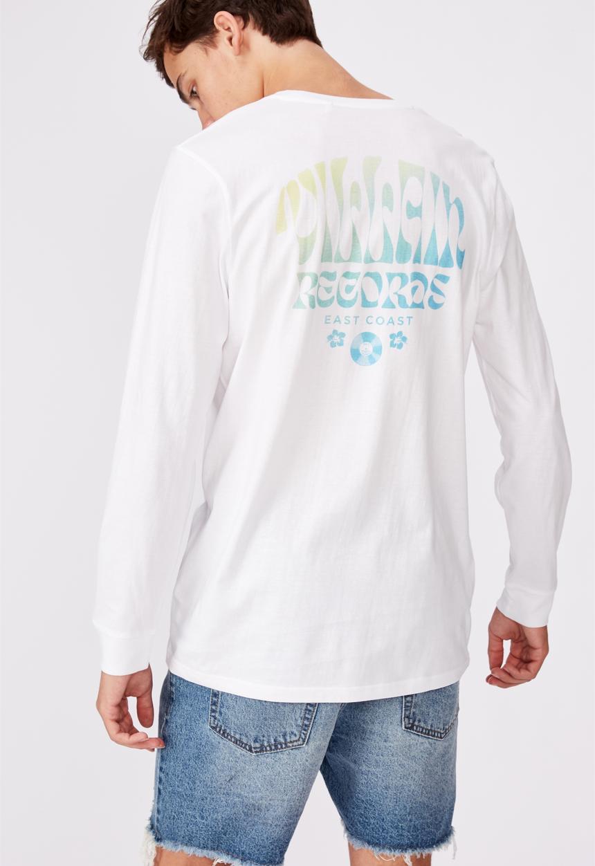 Factorie - Villain records slim long sleeve graphic T-shirt - white