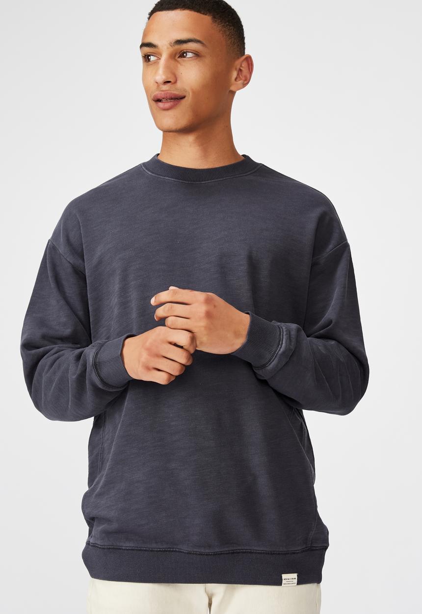 Cotton On - Pigment dyed oversized crew - navy