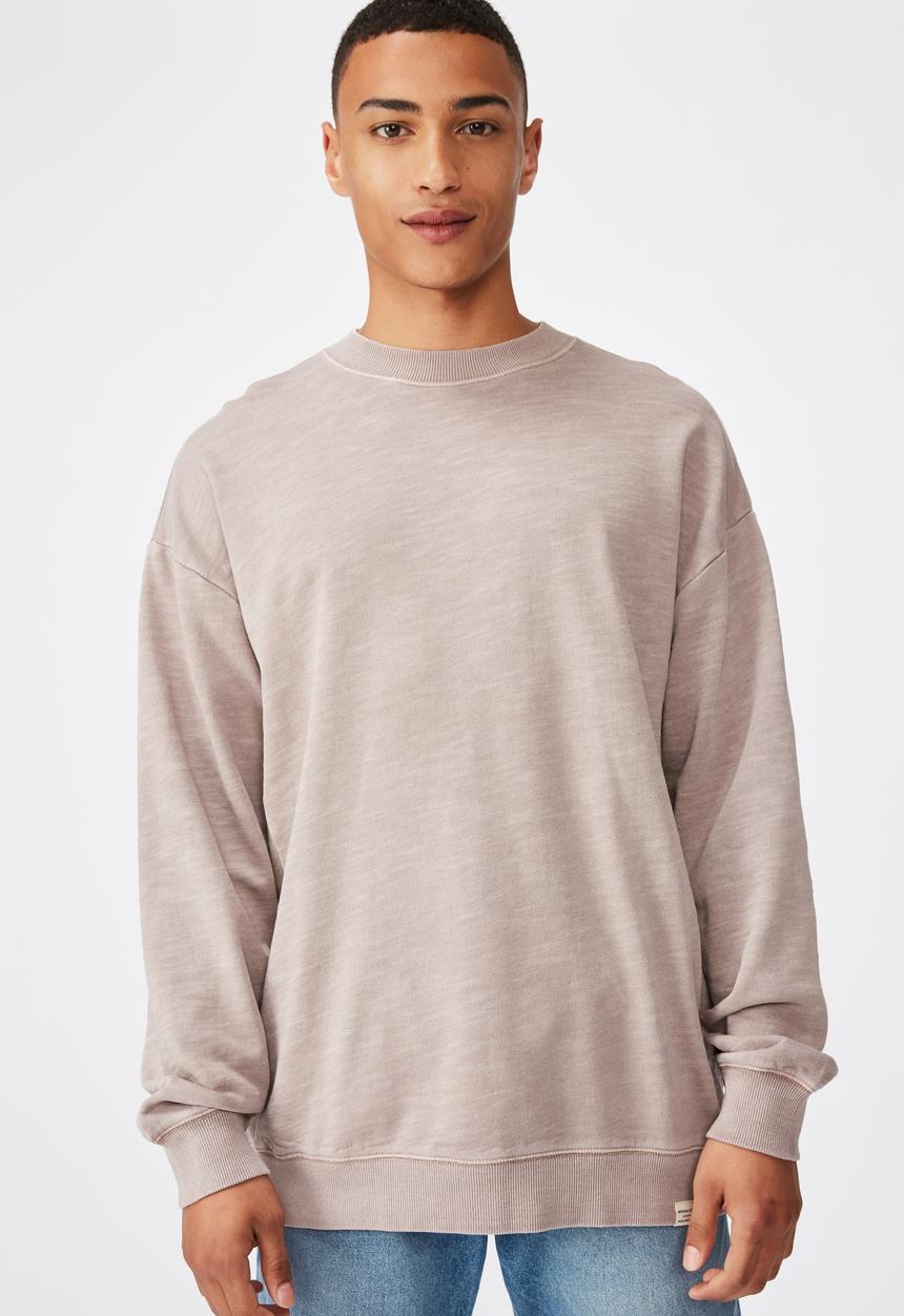 Cotton On - Pigment dyed oversized crew - musk