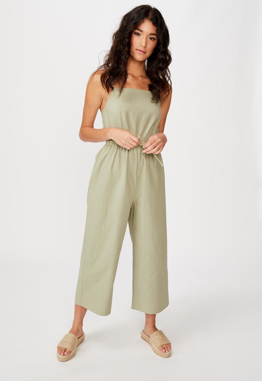 Cotton On - Woven Amanda pinafore jumpsuit - green 